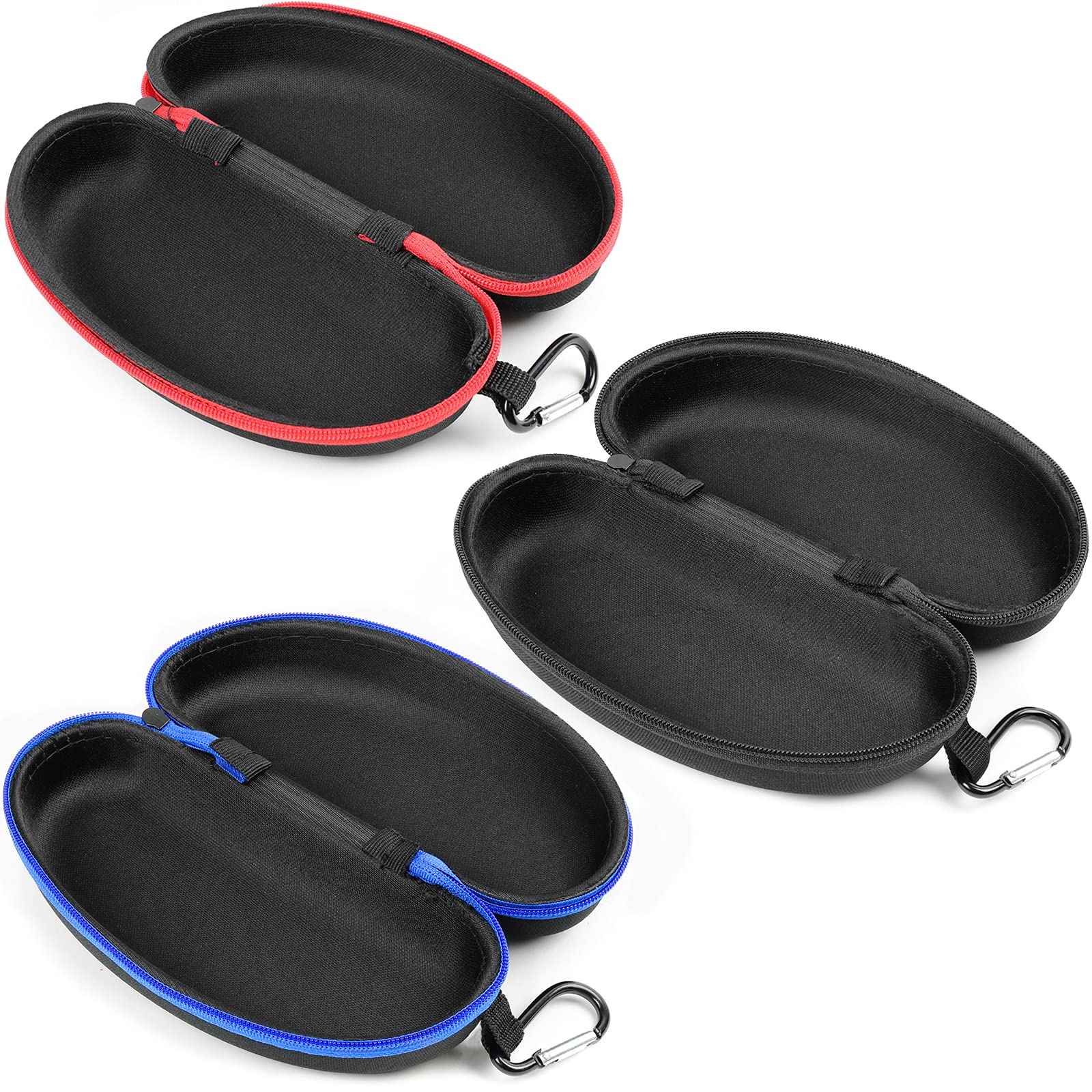 Yogo Vision Sunglasses Case 3 Pack Hard Shell with Clip Portable Travel Zipper Eyeglasses Frame Glasses Case for Men and Women