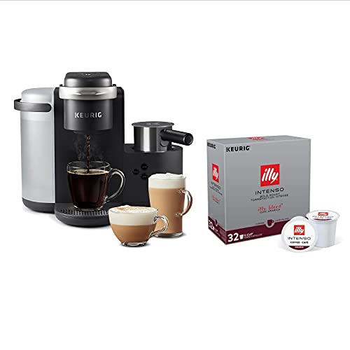 Keurig K-Café Single Serve & Carafe Coffee Maker with Illy Coffee Intenso Dark Roast Coffee Pods, 32 K-Cup Pods