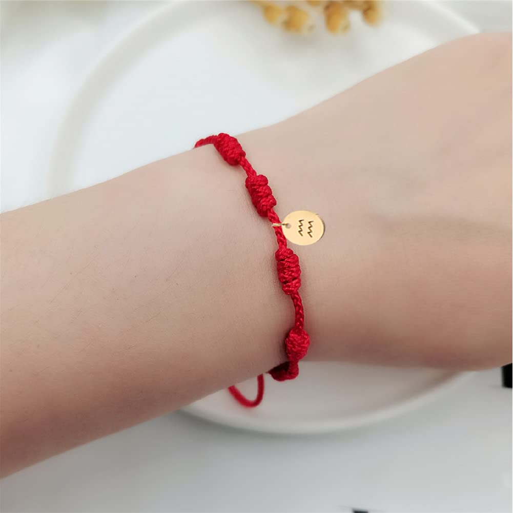 Scorpio Zodiac Constellation Bracelets String for Women Men Coin 7 Knots Red Rope Bracelet Lucky Amulet Birthday Gift Teen Jewelry