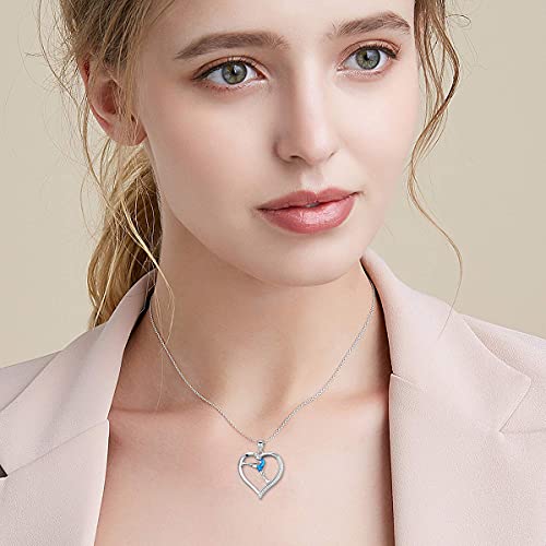 DAOCHONG Figure Skater Necklace S925 Sterling Silver Ice Skating Sport Love Heart Charm Pendant Necklace Inspirational Jewelry Gifts for Women, Ice Skaters, Ice Skater's Mom, Coach and Fans