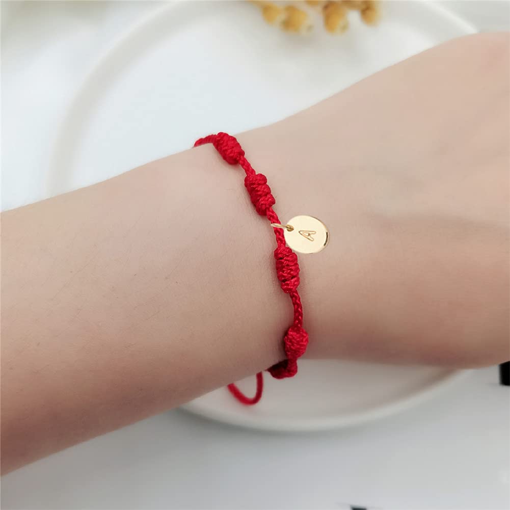 Initial Letter A Bracelet Strings Braided 7 Knot Coin Letter Custom Name Bracelet for Women Men Lucky Fate Gift Jewelry Amulet