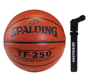 spalding basketball tf-250 professional basketball spalding basketball || basketball with pump || basketball combo || basketball size 6-7 basketball for men full size (7+pump)