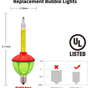 SUNSGNE 4 Pack Multicolor Christmas Bubble Light Replacement Bulbs, Vintage Traditional Bubble Light Replacement Bulbs E12 Candelabra Base for Indoor Christmas Xmas Decorations, 5 Watts