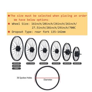 ZYXU Electric Bicycle Conversion kit 24V250W 16" 20" 24" 26" 27.5" 28" 29" 700c Rear Drive Spinning Motor E-Bike Cycling Hub Motor with LCD8H Display,700c
