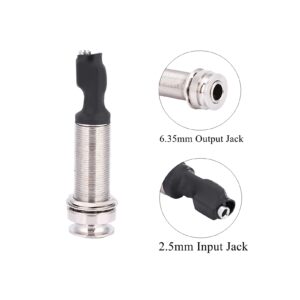 Lazmin112 1/4" (6.35mm) Output 2.5mm Input Endpin Jack, Piezo Pickup Jack Built-in Rod Piezo Pickup for Acoustic Guitar