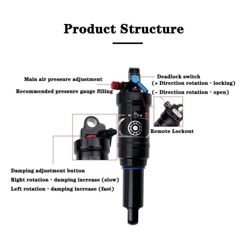 LvTu Bike Air Rear Shock Absorber 165/190/200/210mm Downhill Suspension for XC Soft Tail Mountain Electric Road (Color : Manual lockout, Size : 190mm)