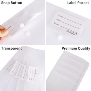 EOOUT 30pcs Plastic Envelopes, Clear Envelopes with Snap Closure, Document Folders Letter Size A4 Size File Envelopes with Label Pocket for School Home Work Office Organization