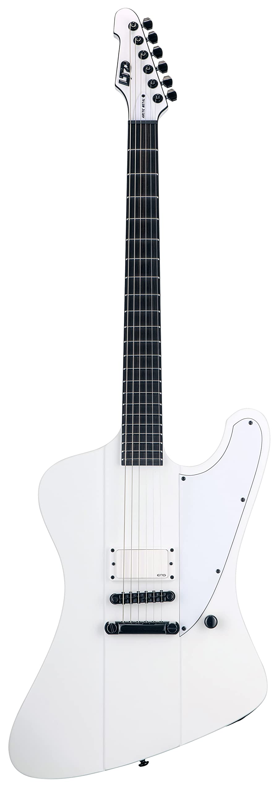 ESP 6 String LTD Phoenix Arctic Metal Electric Guitar, Snow White Satin, Right, (LPHOENIXARMSWS)