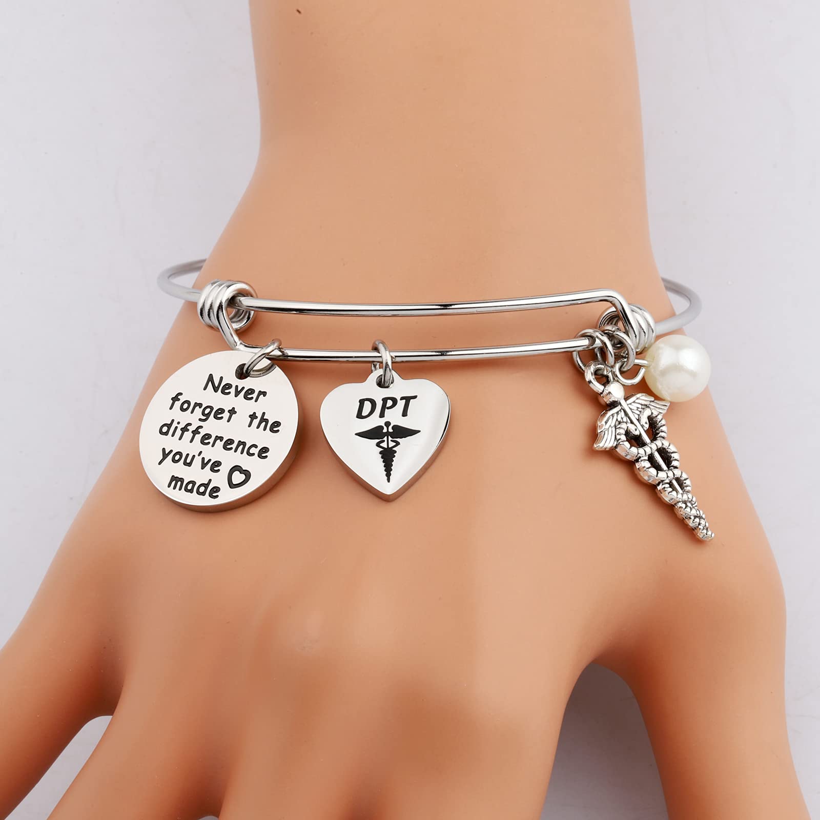 WSNANG DPT Bracelet Doctor of Physical Therapy Graduation Gift Never Forget The Difference You've Made DPT Graduate Gift (DPT Difference BR)