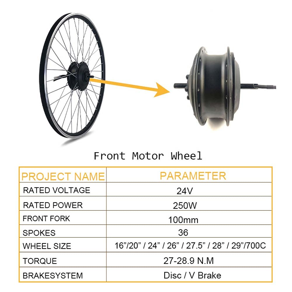 ZYXU Electric Bike Conversion Kit 48V500W E-Bike Conversion Kit Electric Bike Kit E-Bike Electric Bike Brushless Motor Hub 16" 20" 24" 26" 27.5" 28" 29" 700C, Front Wheel, with LED880 Display,16"