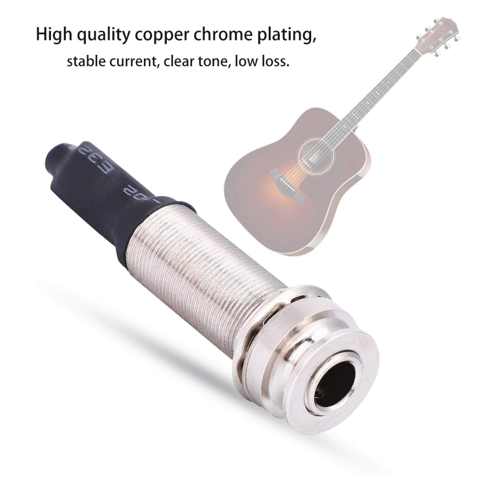 Lazmin112 1/4" (6.35mm) Output 2.5mm Input Endpin Jack, Piezo Pickup Jack Built-in Rod Piezo Pickup for Acoustic Guitar