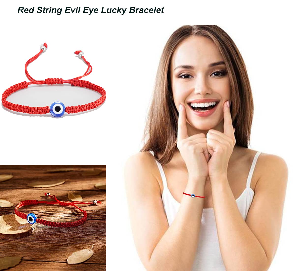 SONNYX 16 Set Evil Eye String Kabbalah Bracelets 8 Knots Bracelets Adjustable Red Rope Cord Thread Braided Bracelet Protection Luck Amulet Wish Bracelet Ancient Friendship Charm for Women Men