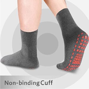 NOVAYARD 5 Pairs Non Slip Grips Socks-Non Skid Crew Socks for Hospital Diabetic Yoga Pilates Barre Men Women