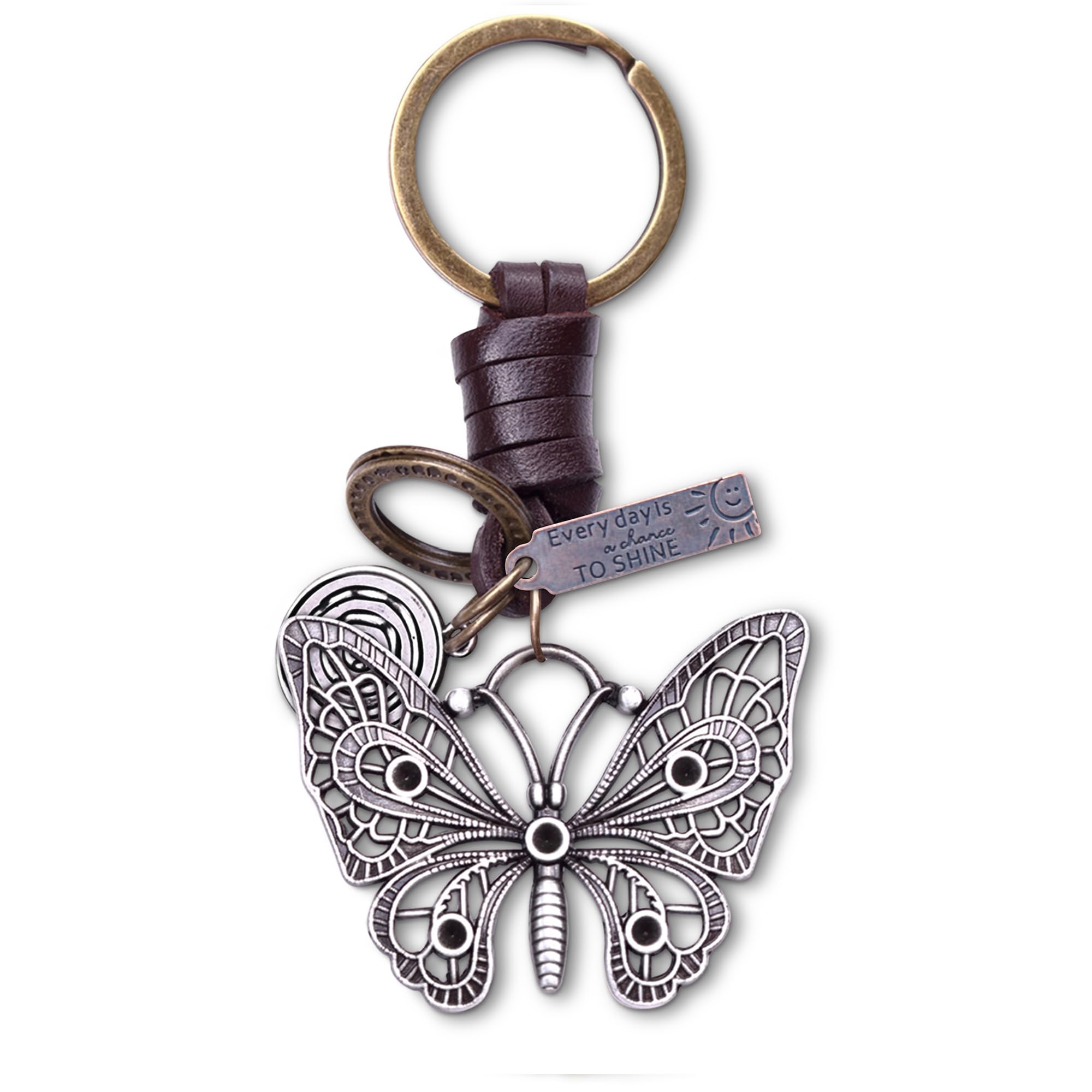 AuPra Butterfly KeyChain Gift Women Leather KeyRing Girl Home Car Door Keys Holder Lady Present