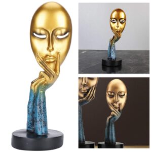 01 Abstract Face Sculpture, Creative and Abstract Face Statue Resin Figure Sculpture Nordic Character Art Decor Home Office Studio Cafe Desktop Decoration