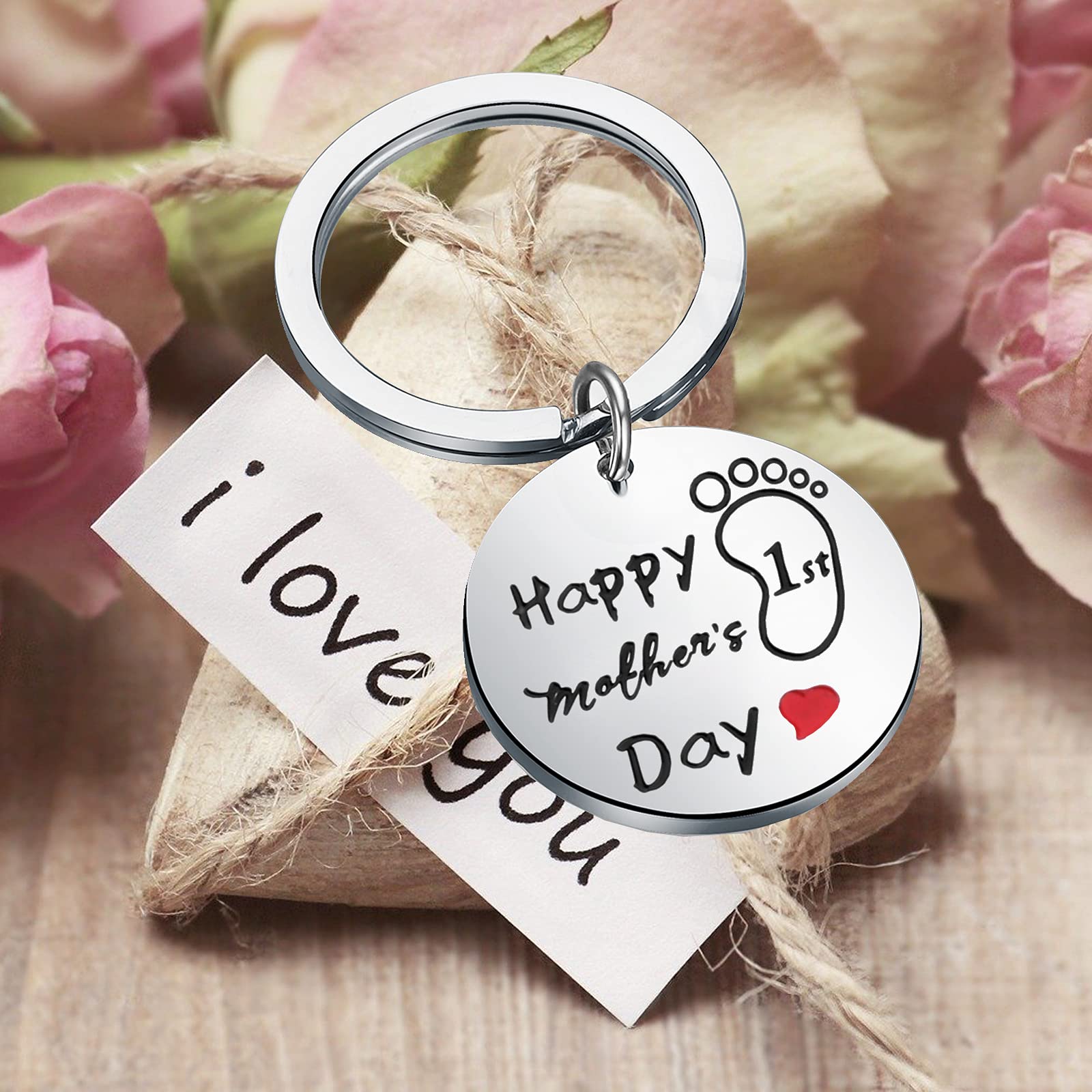 Happy First Mother's Day Mommy Gift for New Moms Mom Keychain (Mother's Day Keychain)