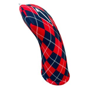 Women's Blue & Red Argyle Driver 460cc Club Headcover Handmade by BeeJos