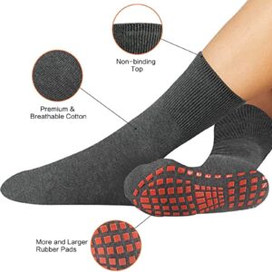 NOVAYARD 5 Pairs Non Slip Grips Socks-Non Skid Crew Socks for Hospital Diabetic Yoga Pilates Barre Men Women