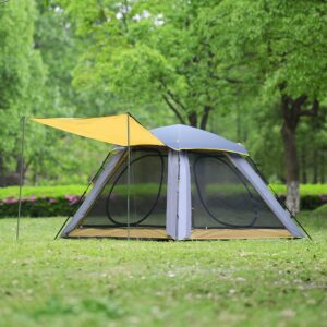 Wind Tour 2-3 Persons Instant Automatic Family Camping Tent Quick Set up Tent for Beach, Traveling, Hiking, Mountaineering, Outdoor Activities (Blue+Yellow)