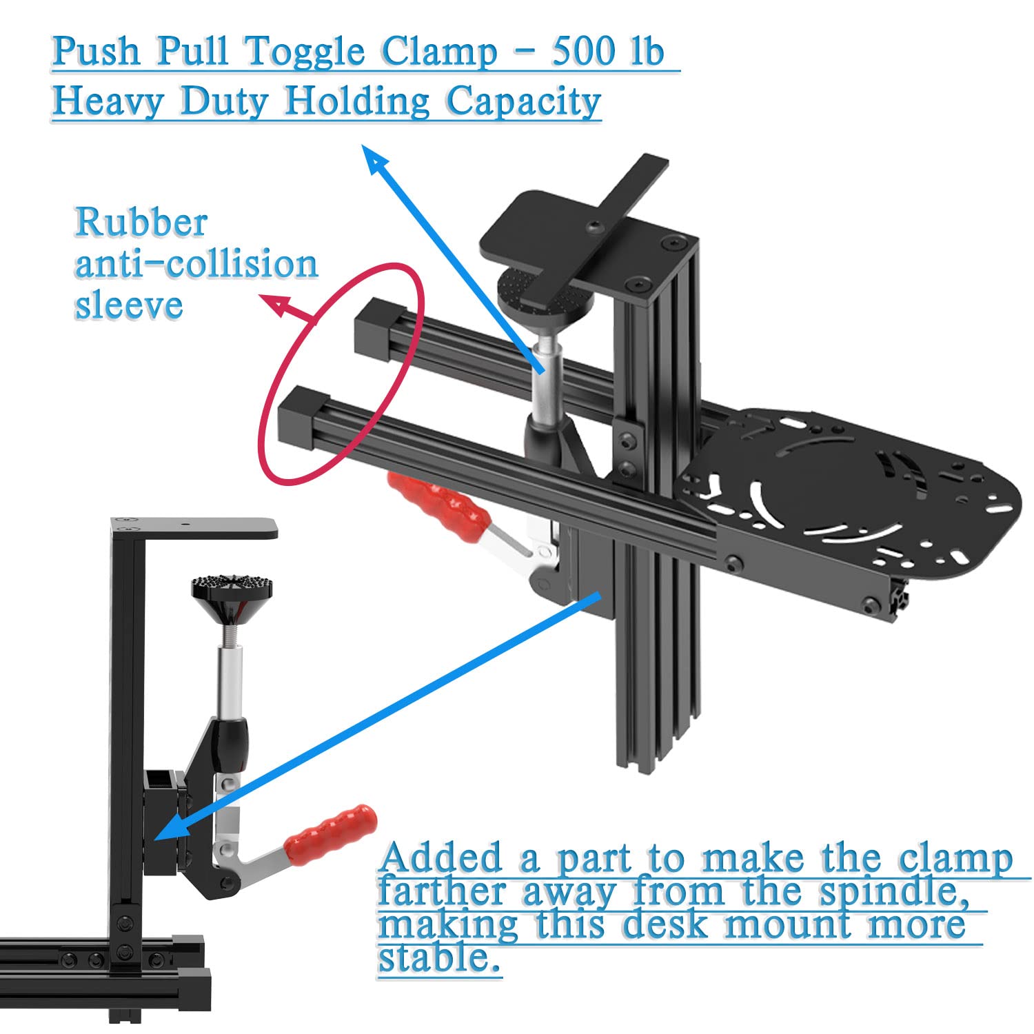 JUYEER 2 Set Universal Desk Mount Compatible with Logitech X52/X52 Pro/X56/X56 Rhino/Warthog A10C&Throttle/Winwing Orion/T.16000M FCS/TCA Officer Pack Airbus/VKB Gunfighter MKIII