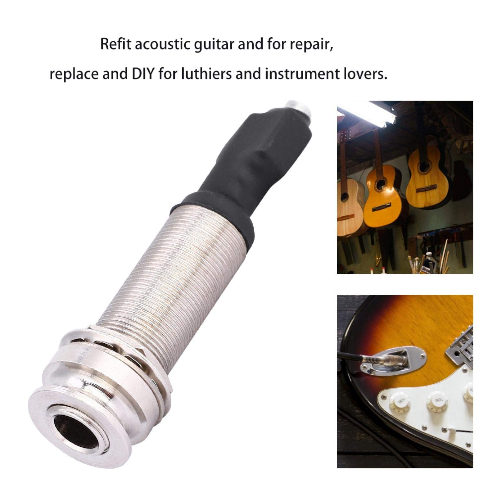 Lazmin112 1/4" (6.35mm) Output 2.5mm Input Endpin Jack, Piezo Pickup Jack Built-in Rod Piezo Pickup for Acoustic Guitar