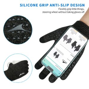 Achiou Winter Gloves for Men Women, Touch Screen Texting Warm Gloves with Thermal Soft Knit Lining,Elastic Cuff