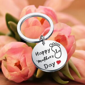 Happy First Mother's Day Mommy Gift for New Moms Mom Keychain (Mother's Day Keychain)