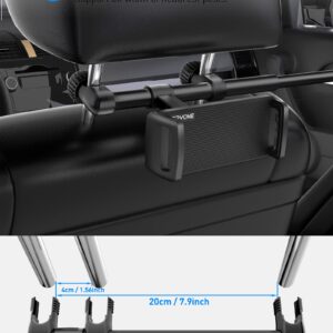 Car Headrest Tablet Mount Holder: Double Cradles Backseat Stand with Extension Arm for Kids Compatible Phone | iPad Pro Air Mini | Galaxy Tabs | Kindle Fire HD | Switch Lite & Other 4.7-12.9" Device