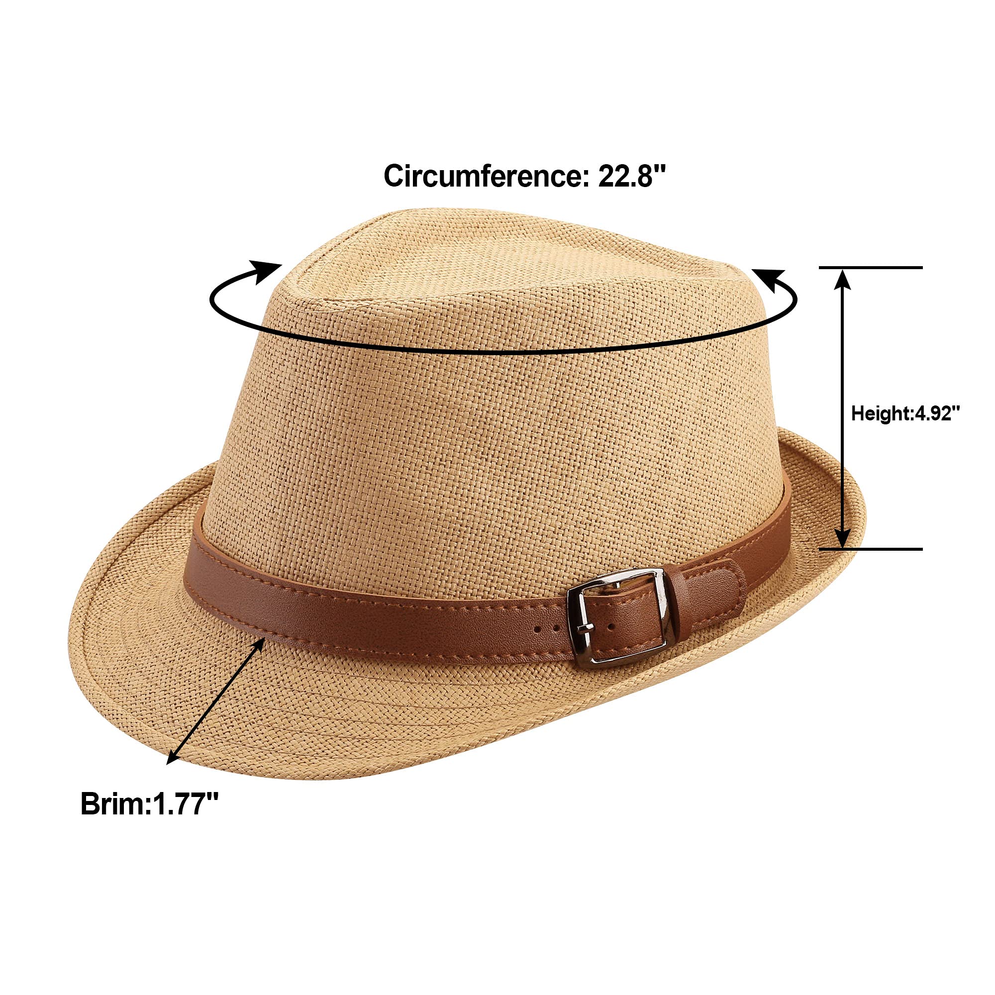 FALETO Summer Straw Fedora Hat for Men Women Mens Beach Hats Cuban Hat Sun Hat Unisex Short Brim Fedora Panama Trilby Hat with Leather Belt