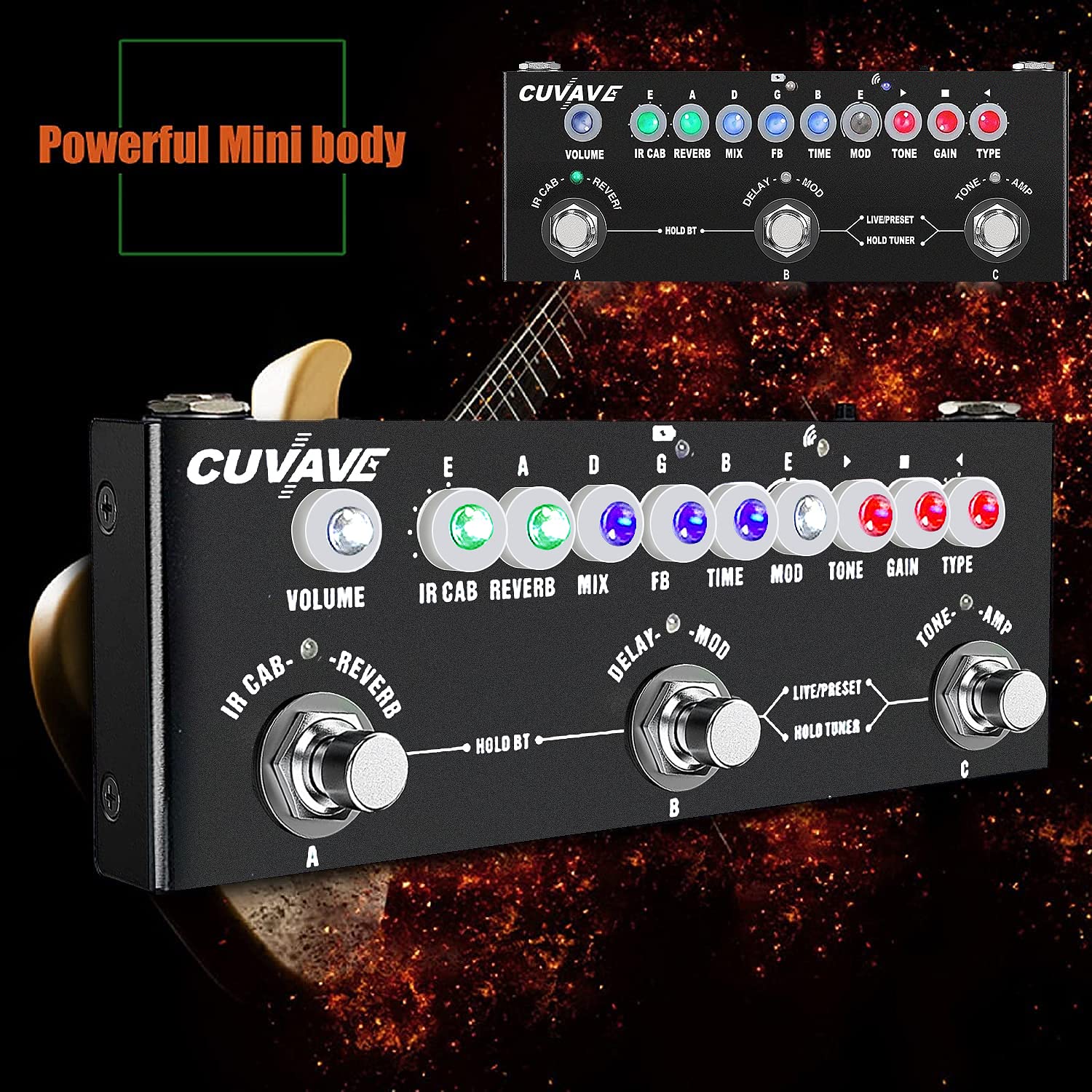 Multi Effects Guitar Pedal,Cube Baby Guitar Multi Effects Pedal Delay Chorus Phaser Reverb Effect Pedal