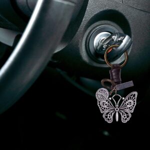 AuPra Butterfly KeyChain Gift Women Leather KeyRing Girl Home Car Door Keys Holder Lady Present