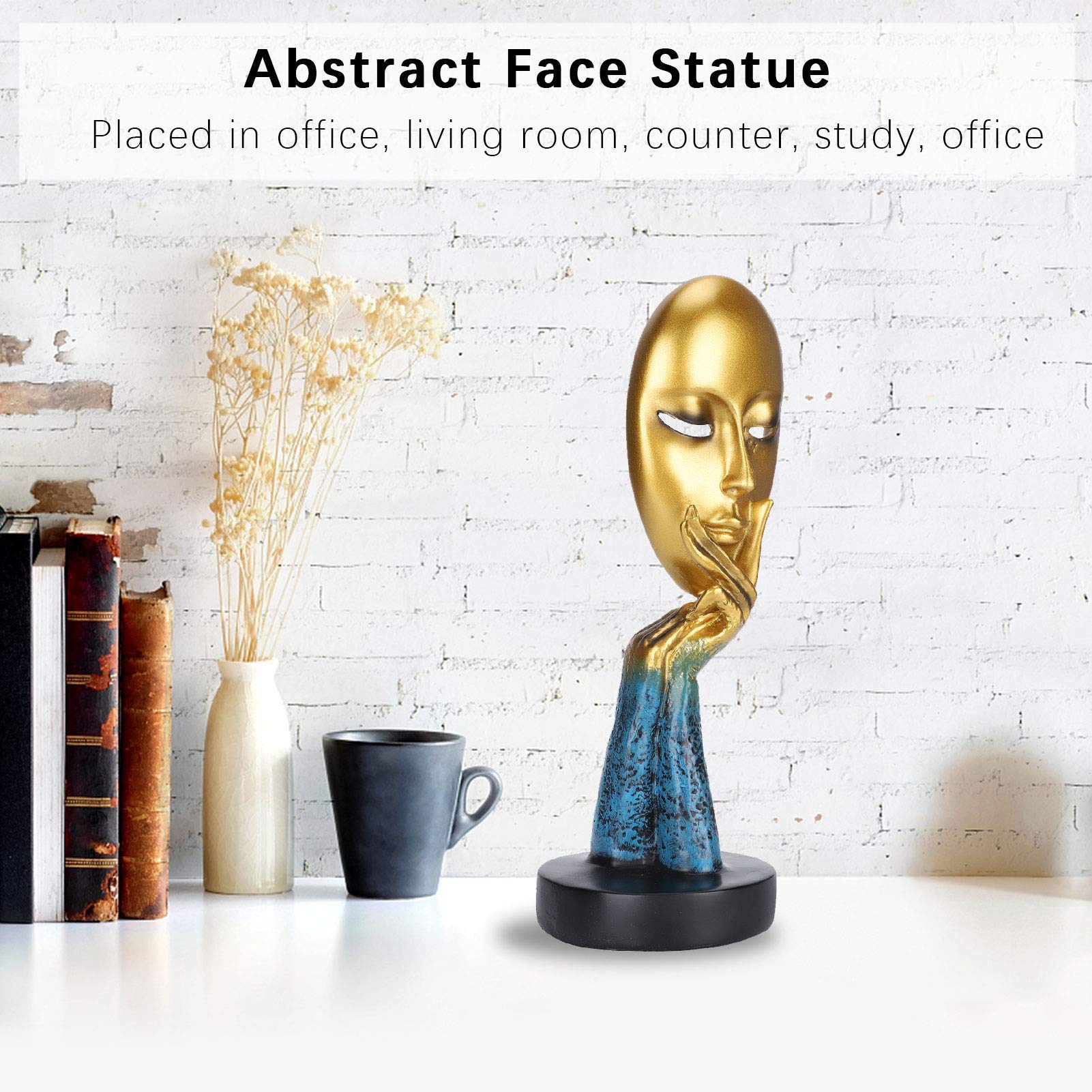 01 Abstract Face Sculpture, Creative and Abstract Face Statue Resin Figure Sculpture Nordic Character Art Decor Home Office Studio Cafe Desktop Decoration