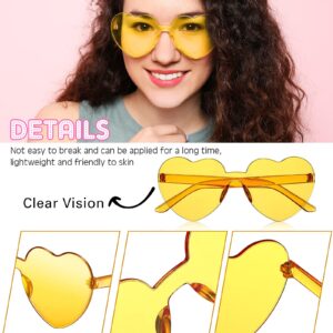 Frienda 8 Pairs Heart Shaped Sunglasses for Women Rimless Heart Glasses Candy Color Heart Sunglasses for Party Favor (Assorted Colors)