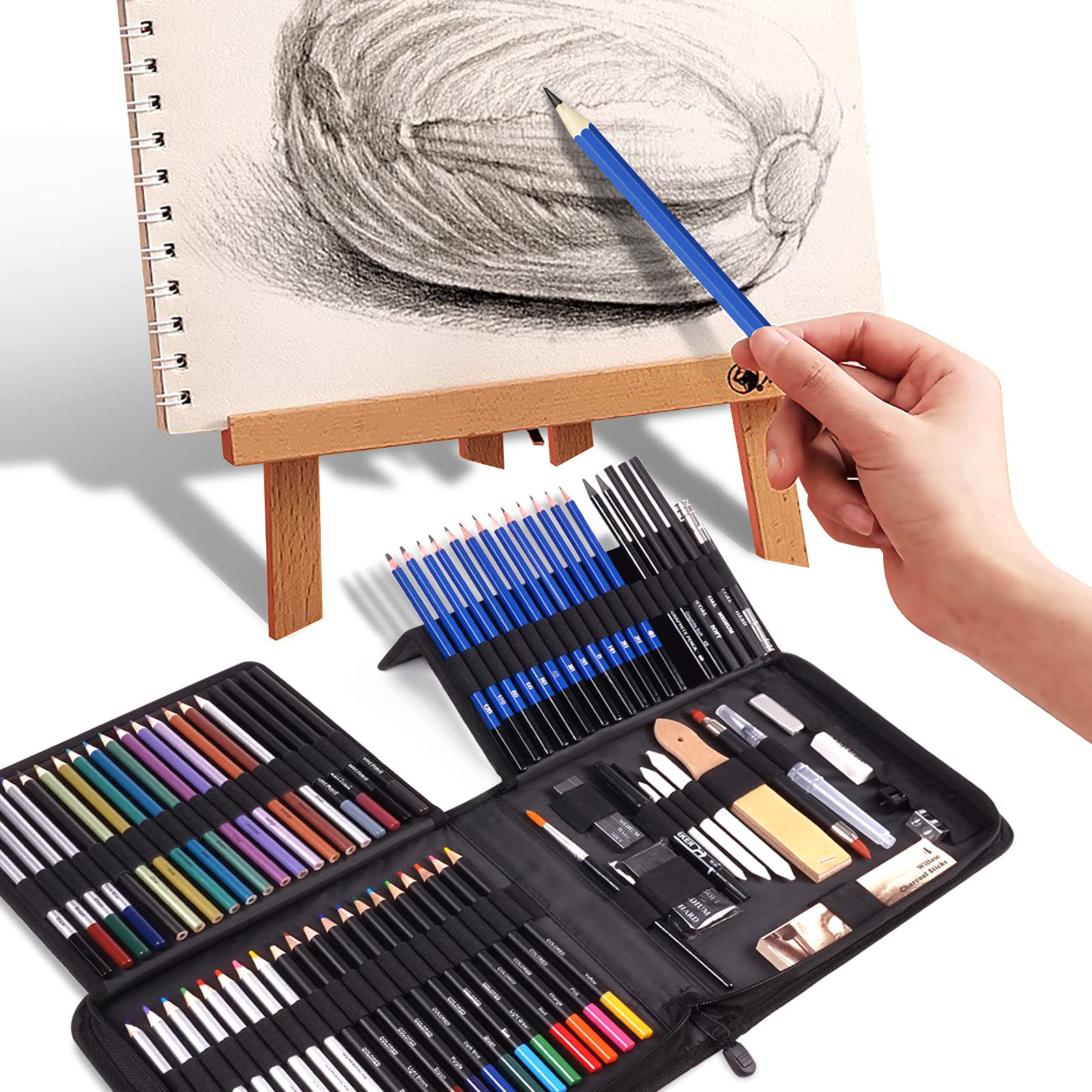 Rapify Art Supplies drawing kit 84-Pack, Sketching Art Set/Stuff Diverse art Pencils, Ideal Gift for Beginners & Professional Artists Teens & Adults