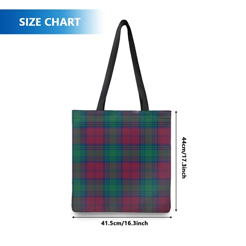 Tote Bag for Women,Clan Lindsay Maroon and Green Scottish Tartan Cute Bags Hand bags for Travel, Work