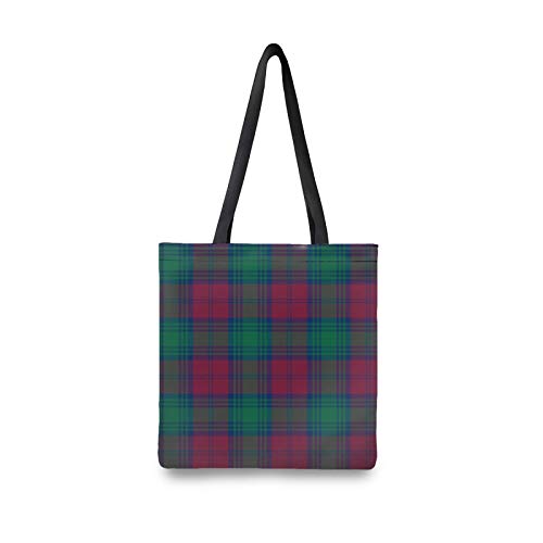 Tote Bag for Women,Clan Lindsay Maroon and Green Scottish Tartan Cute Bags Hand bags for Travel, Work