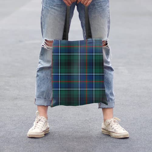 Tote Bag for Women,Innes Clan Dark Blue and Green Hunting Tartan Cute Bags Hand bags for Travel, Work