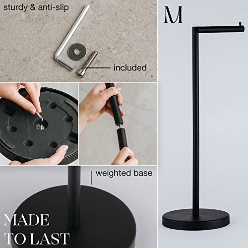 Marmolux Acc - Free Standing Toilet Paper Holder Stand 1pc - Bathroom Storage for 4 Rolls of Toilet Tissue Modern Stainless Steel Matte Black Toilet Paper Stand. - Toilet Roll Stand - Tp Holder Stand