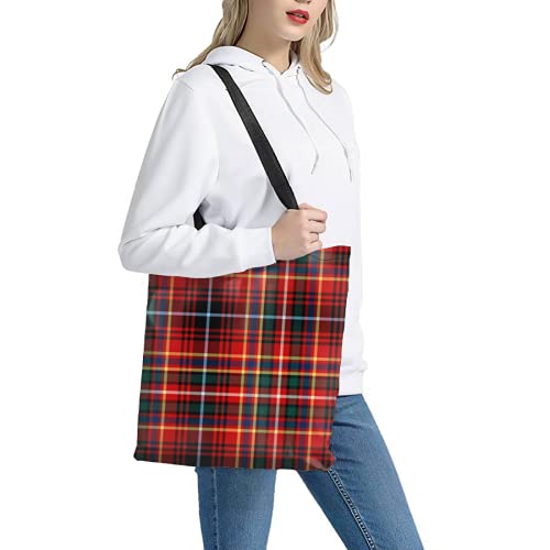 Tote Bag for Women,Colorful Innes Clan Scottish Plaid Cute Bags Hand bags for Travel, Work