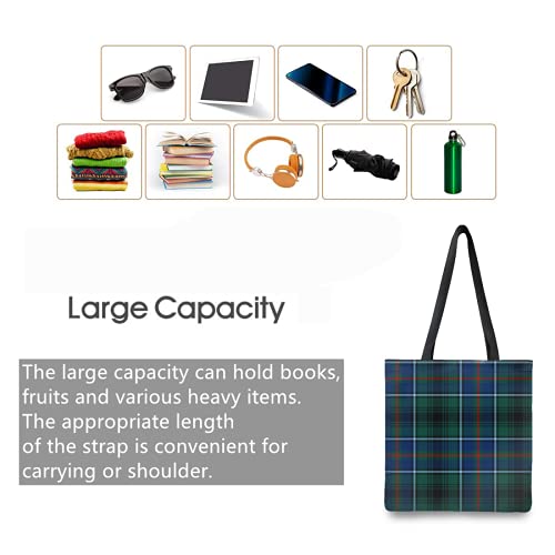 Tote Bag for Women,Innes Clan Dark Blue and Green Hunting Tartan Cute Bags Hand bags for Travel, Work