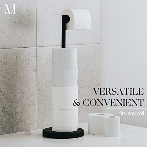 Marmolux Acc - Free Standing Toilet Paper Holder Stand 1pc - Bathroom Storage for 4 Rolls of Toilet Tissue Modern Stainless Steel Matte Black Toilet Paper Stand. - Toilet Roll Stand - Tp Holder Stand