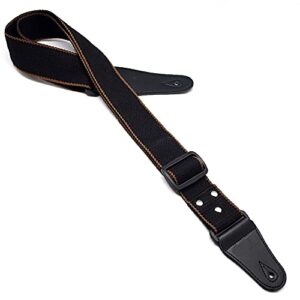 Adjustable Pure Cotton Electric Guitar Strap Belt for Acoustic Guitar Bass Musical Instrument Accessories (Black)