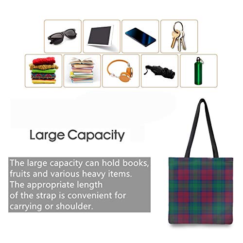 Tote Bag for Women,Clan Lindsay Maroon and Green Scottish Tartan Cute Bags Hand bags for Travel, Work