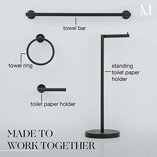 Marmolux Acc - Free Standing Toilet Paper Holder Stand 1pc - Bathroom Storage for 4 Rolls of Toilet Tissue Modern Stainless Steel Matte Black Toilet Paper Stand. - Toilet Roll Stand - Tp Holder Stand