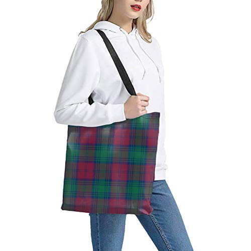 Tote Bag for Women,Clan Lindsay Maroon and Green Scottish Tartan Cute Bags Hand bags for Travel, Work