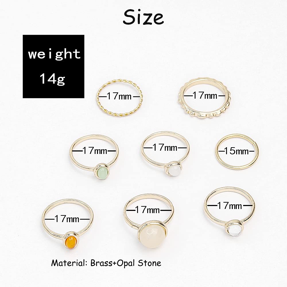 ZZ ZINFANDEL 8pcs Gold Gem Knuckle Ring Set for Women Vintage Stackable Finger Rings Set