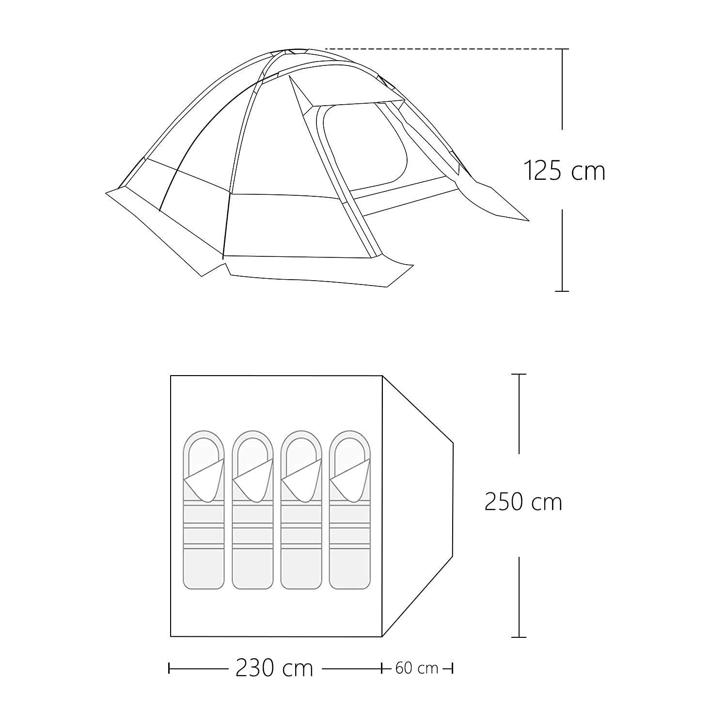 Moon Lence 4 Person Tent Waterproof PU2000mm Camping Tent Lightweight Family Camping Tent Double Layer Easy Set Up, Tent for Camping Hiking Picnic Travelling