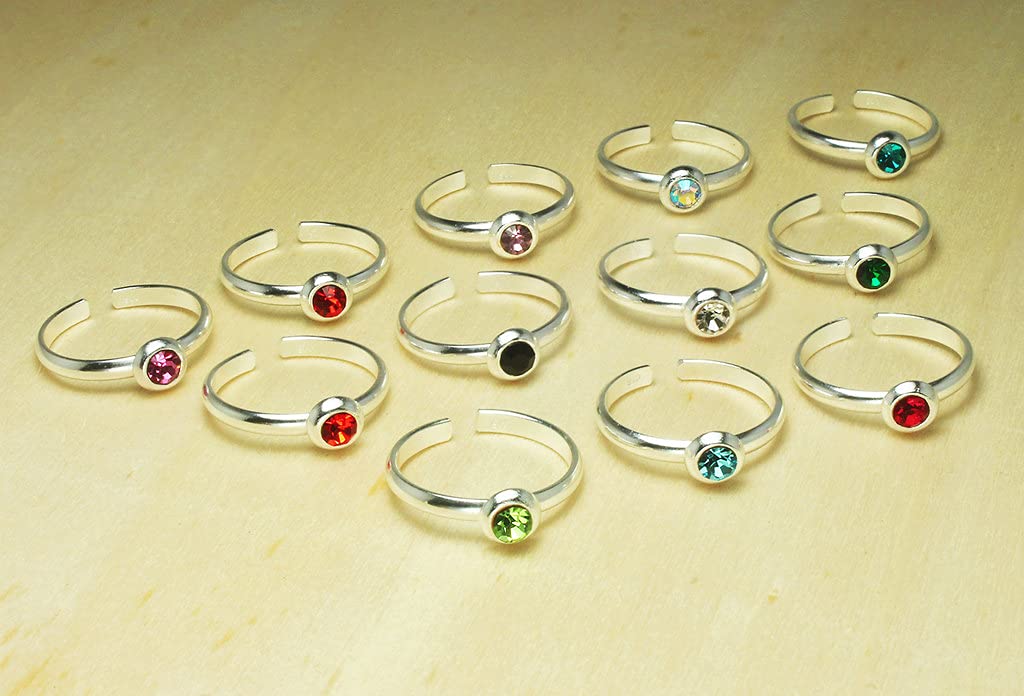 SILVERLINE JEWELRY - 925 Sterling Silver Birthstone Adjustable Toe Rings, Birth Month Open Stackable Rings June, Light Amethyst