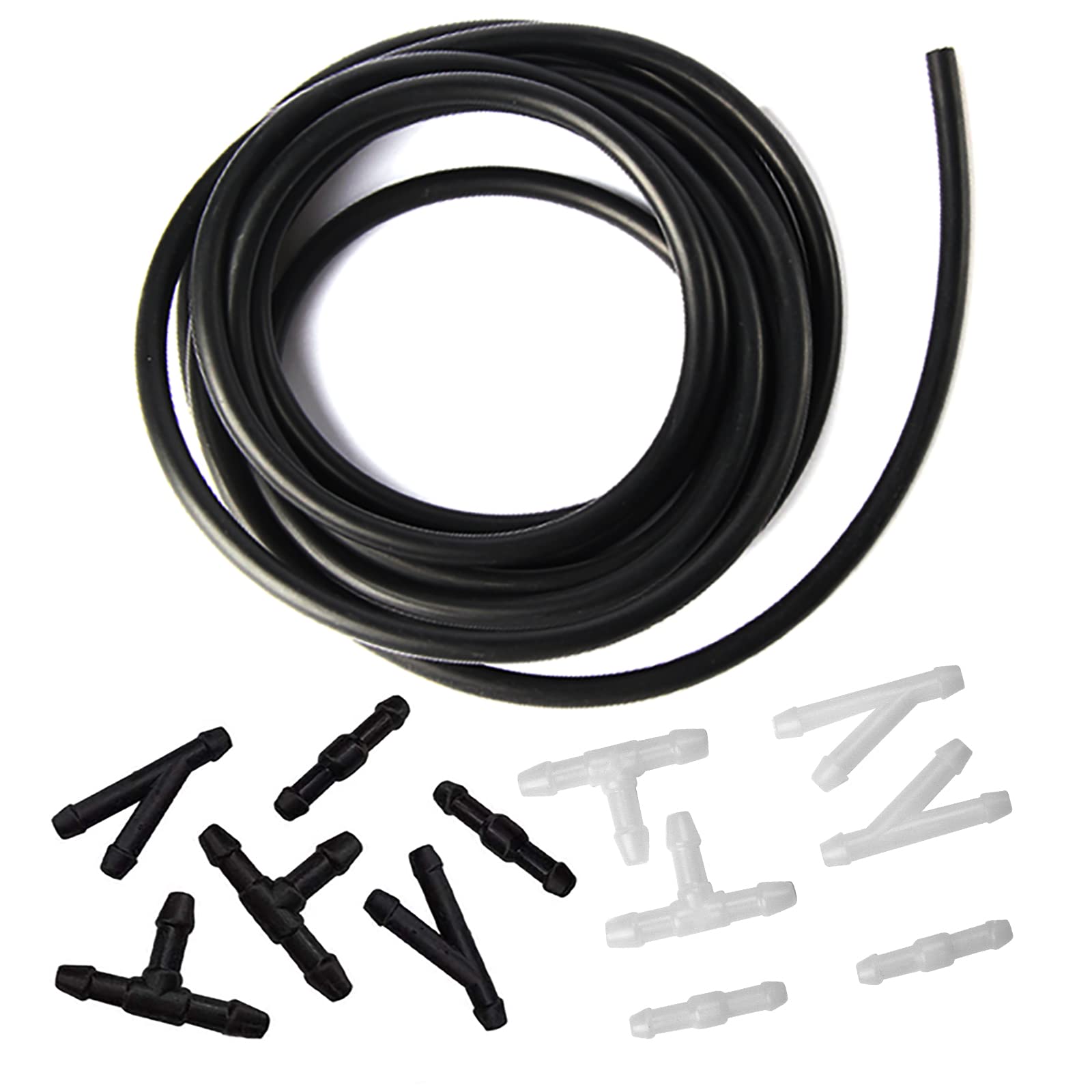 Windshield Washer Hose Kit - 4 Meter Universal Washer Fluid Hose with 8 Pcs Hose Connectors, Suitable for Most Windshield Washer Nozzle Installation, Connect Car Water Pump and Nozzles