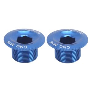 2Pcs Bicycle Crank Arm Bolts,18mm Aluminum Alloy Bicycle Cranket Crank Fixing Bolt Chainwheel Screws(M18 blue)